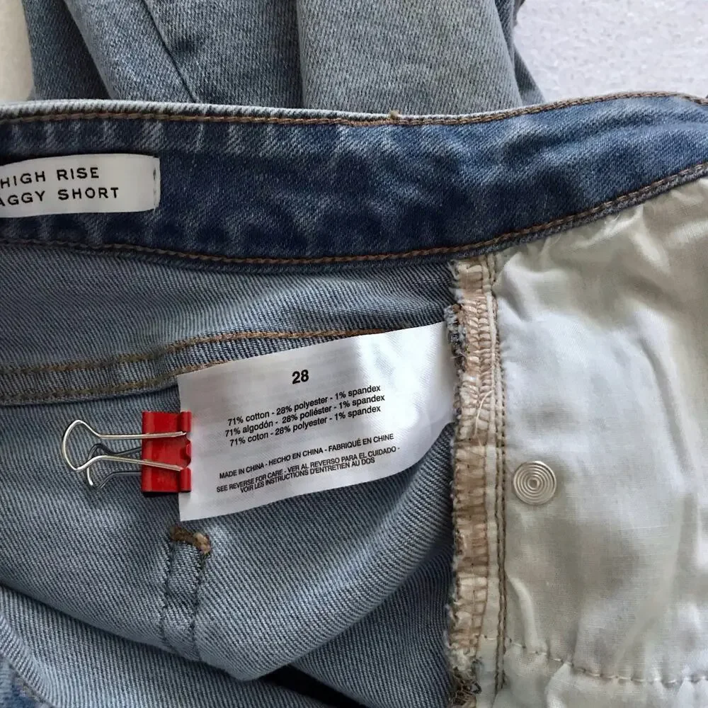 Frayed Jeans NWT High Rise Baggy Shorts Women 28